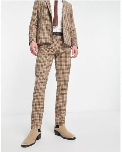 Twisted Tailor Mepstead - pantaloni da abito beige a quadri principe di galles - Bianco