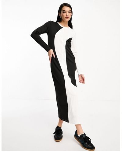 Vero Moda – midikleid aus jersey im monochromen blockfarbendesign - Weiß