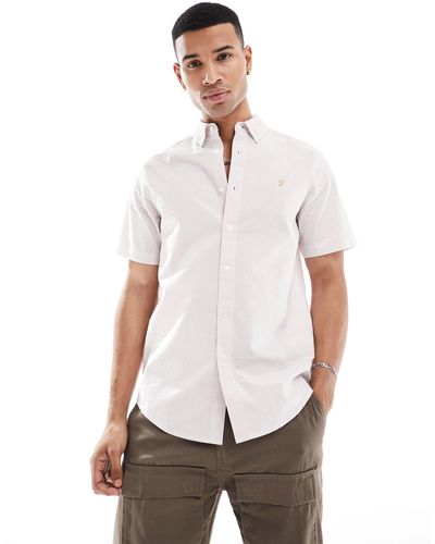 Farah Cotton Stripe Seersucker Shirt - White