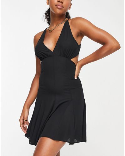 ASOS Strappy Mini Dress With Godet Skirt - Black