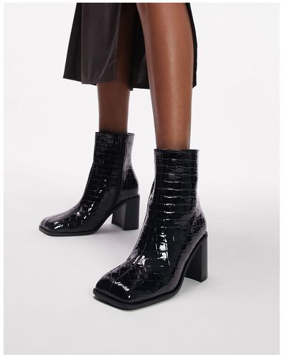 TOPSHOP Mae Block Heel Ankle Boot - Black