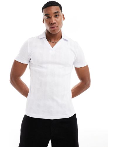 ASOS Muscle Fit Rib Polo Shirt - White