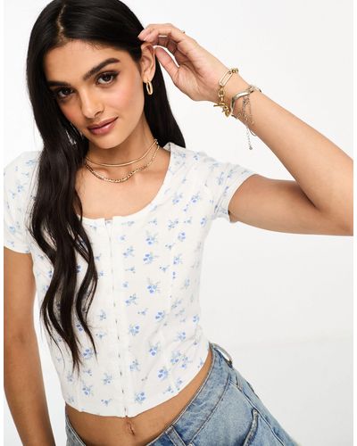 Hollister button top front crop top