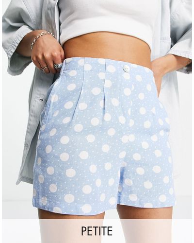 Vero Moda – shorts mit em punktemuster und hohem bund - Blau
