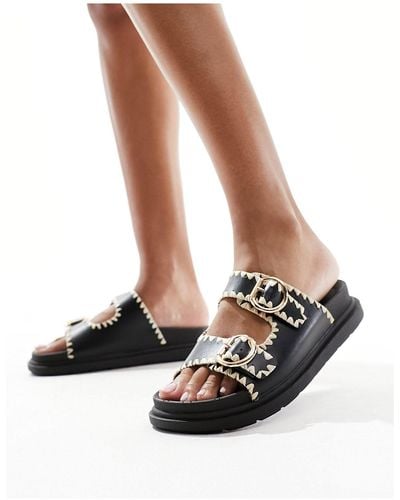 New Look Chunky Double Strap Buckle Sandals - Black