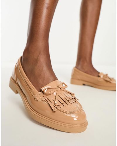River Island Fringed Detail Patent Loafer - Brown