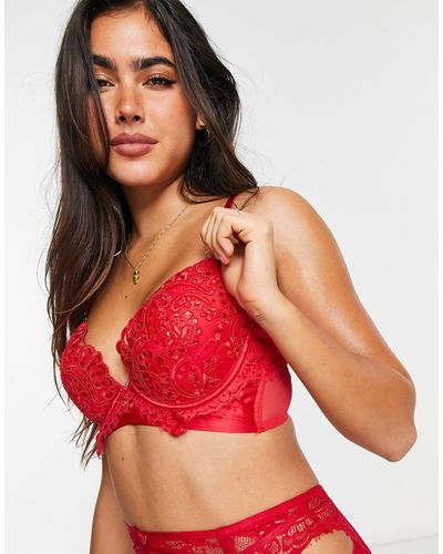 Ann Summers Fiercely Sexy Sequin And Lace Detail Padded Bra - Red