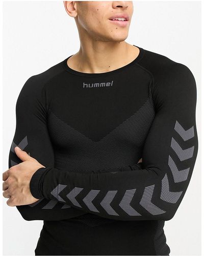Hummel – first – nahtloses langärmliges shirt aus jersey - Schwarz