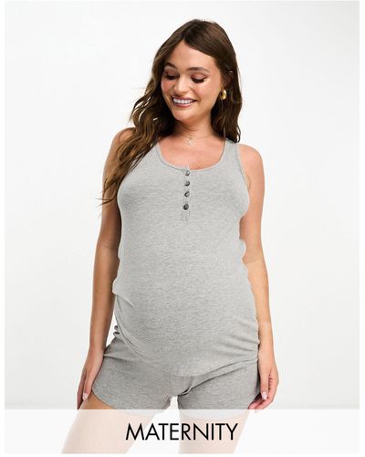 Mama.licious Mamalicious Maternity Jersey Sleeveless Pajama Set - White