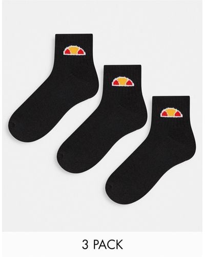 Ellesse Mid 3 Pack Socks - Black