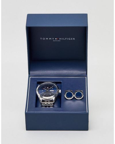 Tommy Hilfiger Silver Watch & Cufflink Set - Metallic