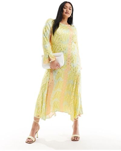 Never Fully Dressed Long Sleeve Midaxi Dress - Yellow