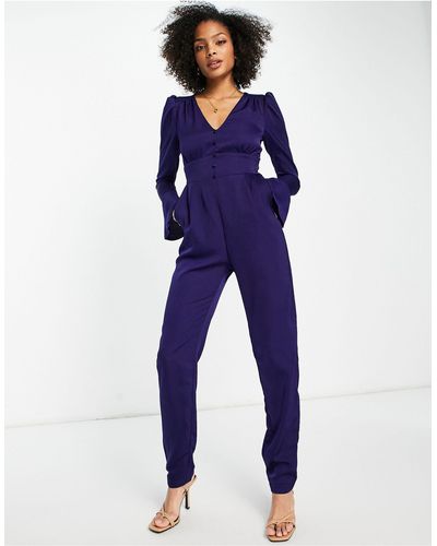 Little Mistress Tuta jumpsuit con maniche svasate - Blu