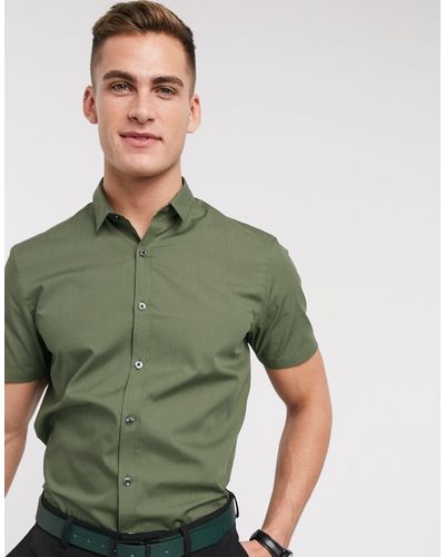 New Look Short Sleeve Poplin Shirt - Green