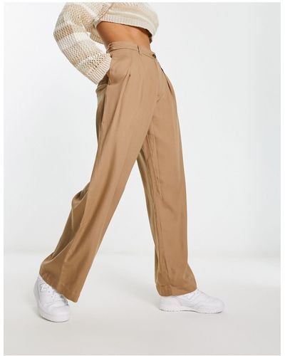 Weekday Hazel - pantaloni sartoriali color beige scuro - Bianco