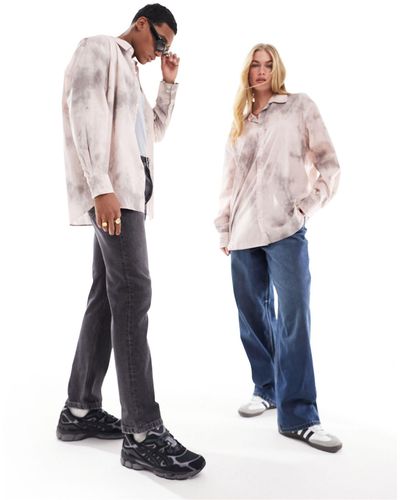 Weekday Exclusivité asos - - chemise unisexe oversize effet tie-dye - Blanc