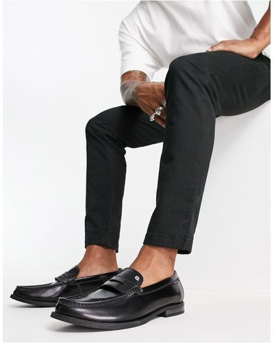 Ben Sherman Leather Penny Loafers - Black