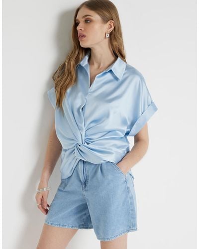 River Island Front Knot Blouse - Blue