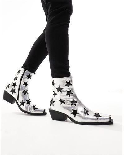 ASOS Cuban Heeled Boots - White