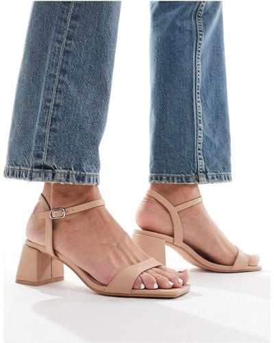 Glamorous Low Block Heeled Sandals - Blue