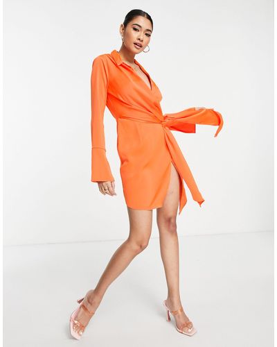 ASOS Drape Shirt Mini Dress - Orange