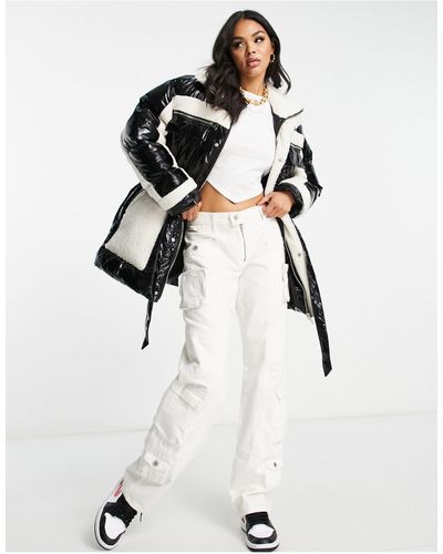 The Couture Club Contrast Borg Tie Waist Jacket - White