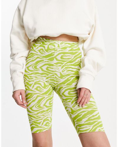 Monki Pantaloncini leggings color lime zebrato - Verde