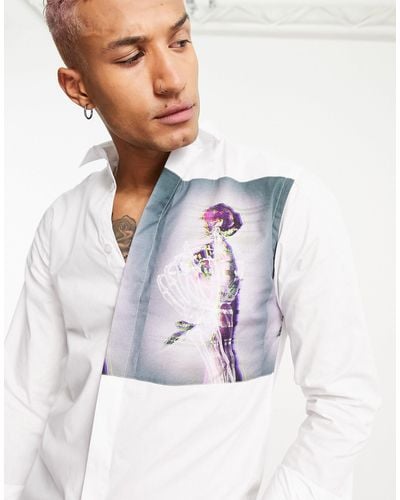 Twisted Tailor Overhemd Met Verspreide Rozenprint - Wit