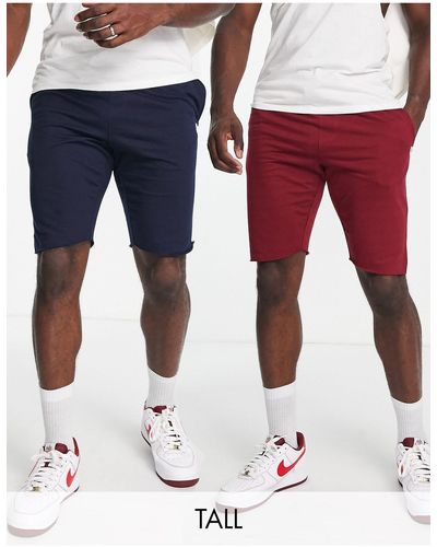 Le Breve Tall – 2er-pack shorts aus jersey - Rot