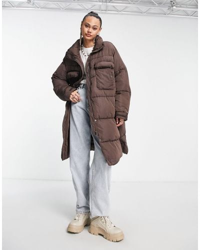 Sixth June Oversized Maxi Puffer Jacket With Front Pockets - White