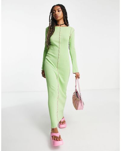 Daisy Street Long Sleeve Maxi Bodycon Dress - Green