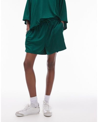 TOPSHOP Co-ord Sporty Picot Longline Shorts - Green