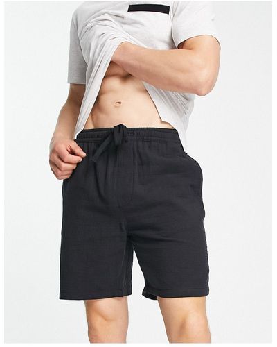 Pull&Bear Elasticated Textured Shorts - Black