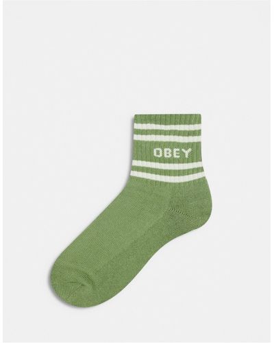 Obey Chaussettes rayées à logo - Vert