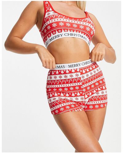 Brave Soul – weihnachts-pyjama mit zuckerstangen-print im norwegerstil - Rot