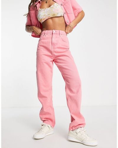 Miss Selfridge High Rise Relaxed Dad Jeans - Pink