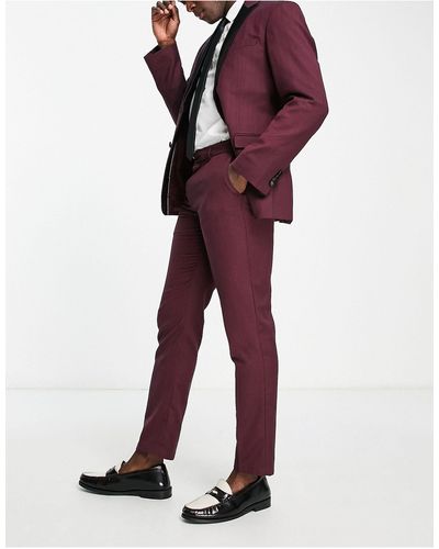 New Look Pantaloni da abito slim bordeaux - Rosso
