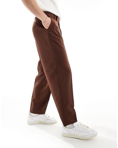 ASOS Smart Oversized Tapered Trousers - Brown