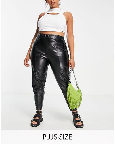 Yours Faux Leather Trousers - Black