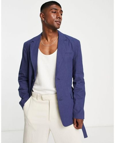 Ban.do Tie Up Linen Suit Jacket - Blue