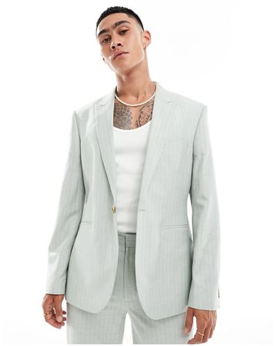 ASOS Slim Linen Mix Suit Jacket - White