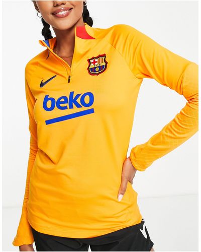 Nike Football Strike Fc Barcelona Half Zip - Yellow