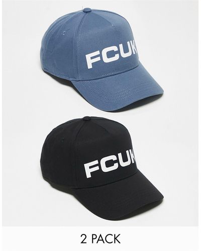 French Connection Fcuk Logo Cap 2 Pack - Blue
