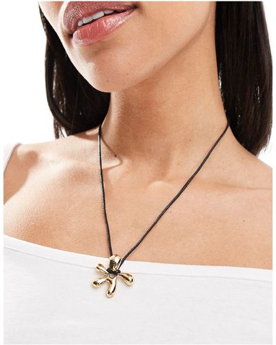 Whistles Abstract Floral Cord Necklace - Natural