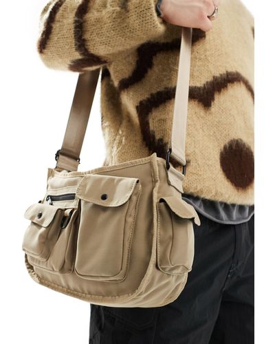 ASOS Borsa a tracolla beige con tasche cargo - Neutro