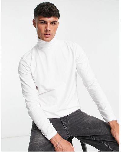 SELECTED T-shirt manches longues à col roulé - Blanc