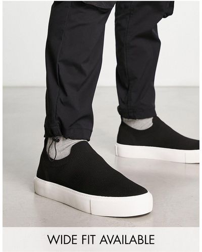 ASOS Knitted Slip On Trainers - Black