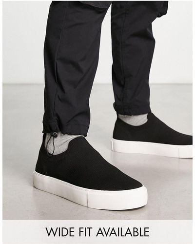 ASOS Knitted Slip On Sneakers - Black