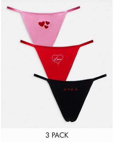 Boux Avenue 3 Pack Novelty Thongs - Red