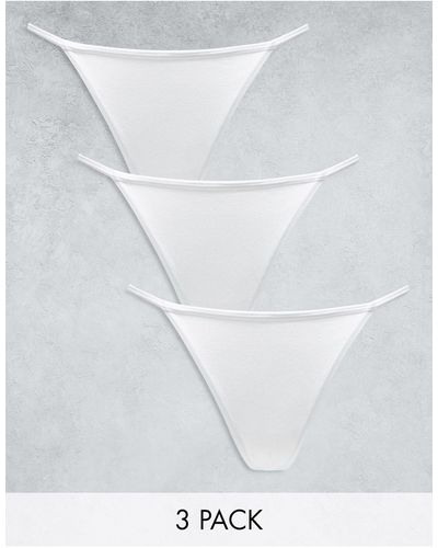 Lindex Sou jenianne - confezione da 3 perizomi con lati stile tanga bianchi - Bianco